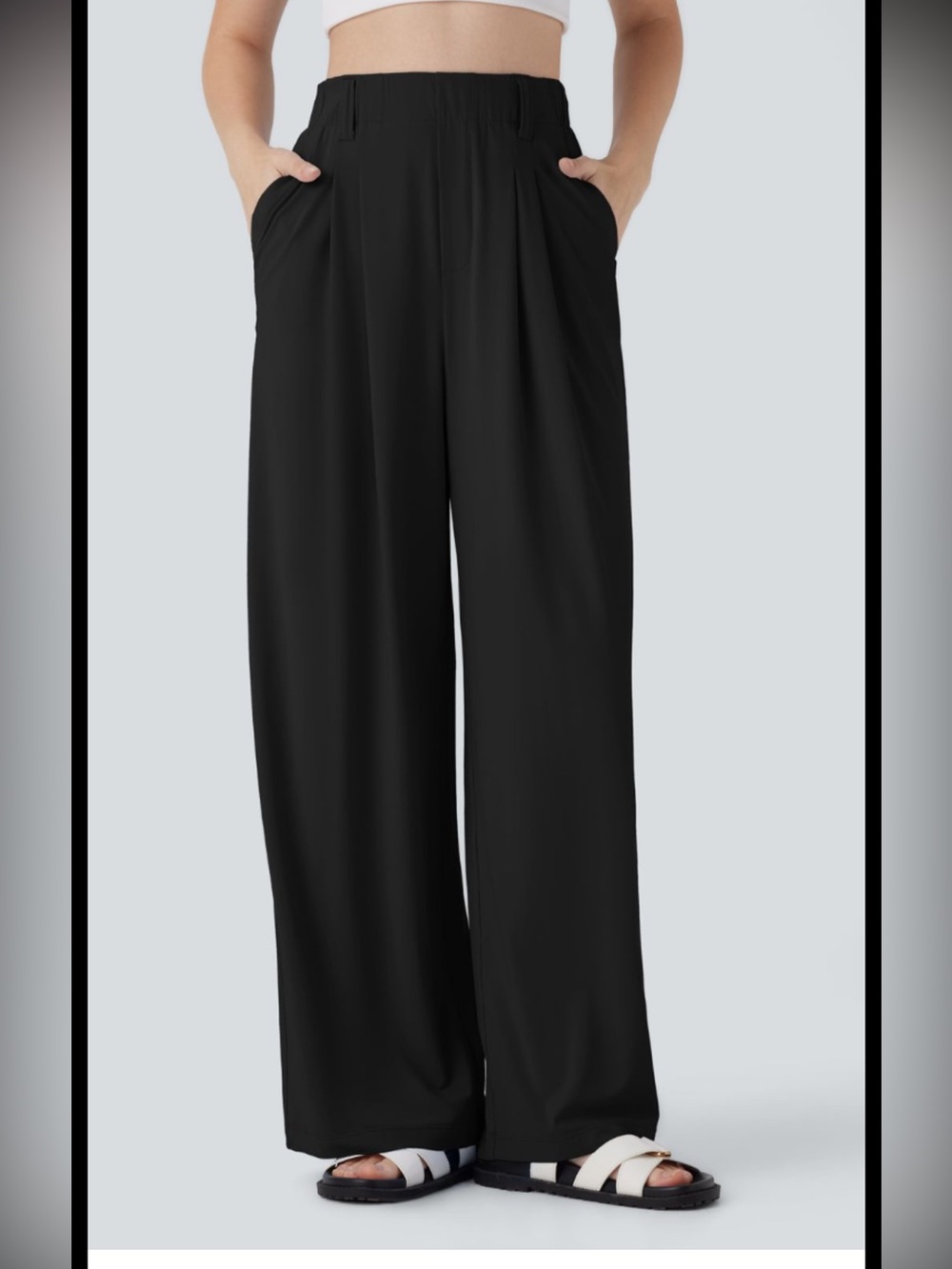 Halara Women's High Waisted Wide Leg Cool Touch Black 2X Trousers Pants like new